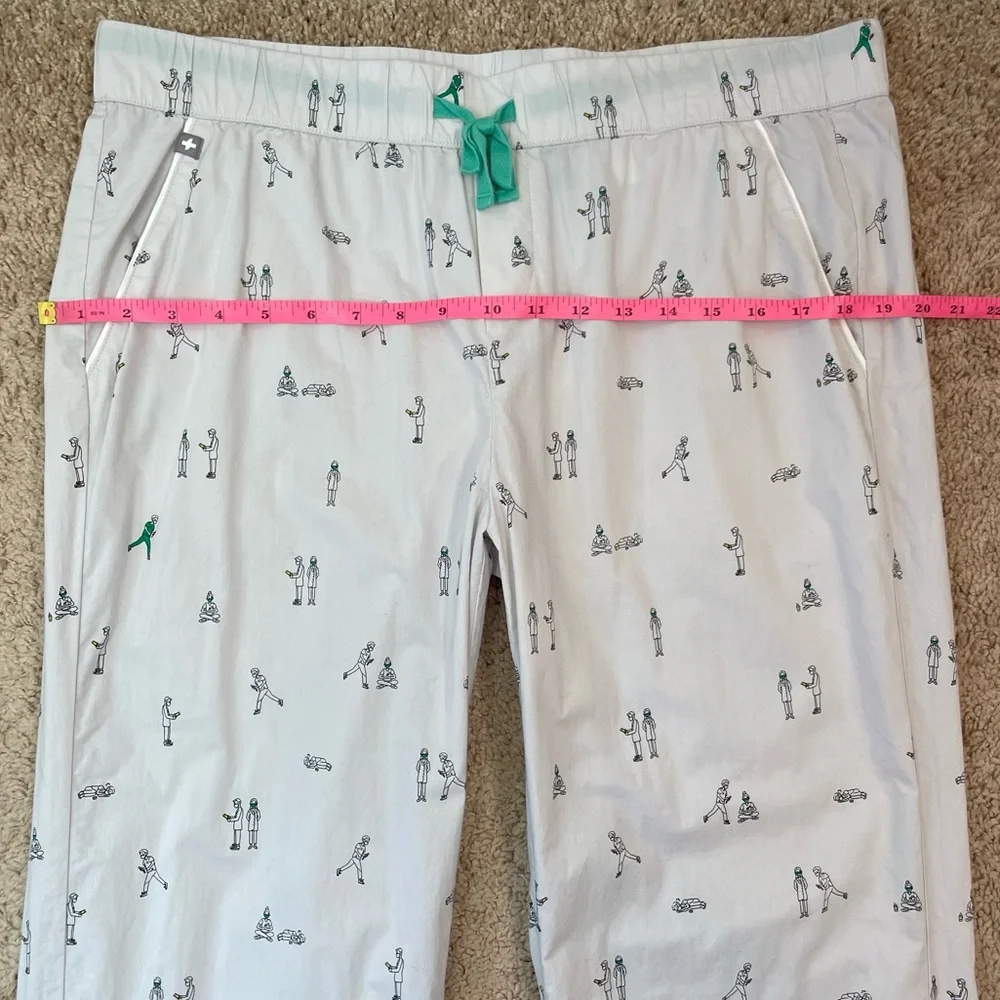 FIGS Men's Gray Loungewear Poplin Pajamas All-Over Print Lounge Pants Size Large
